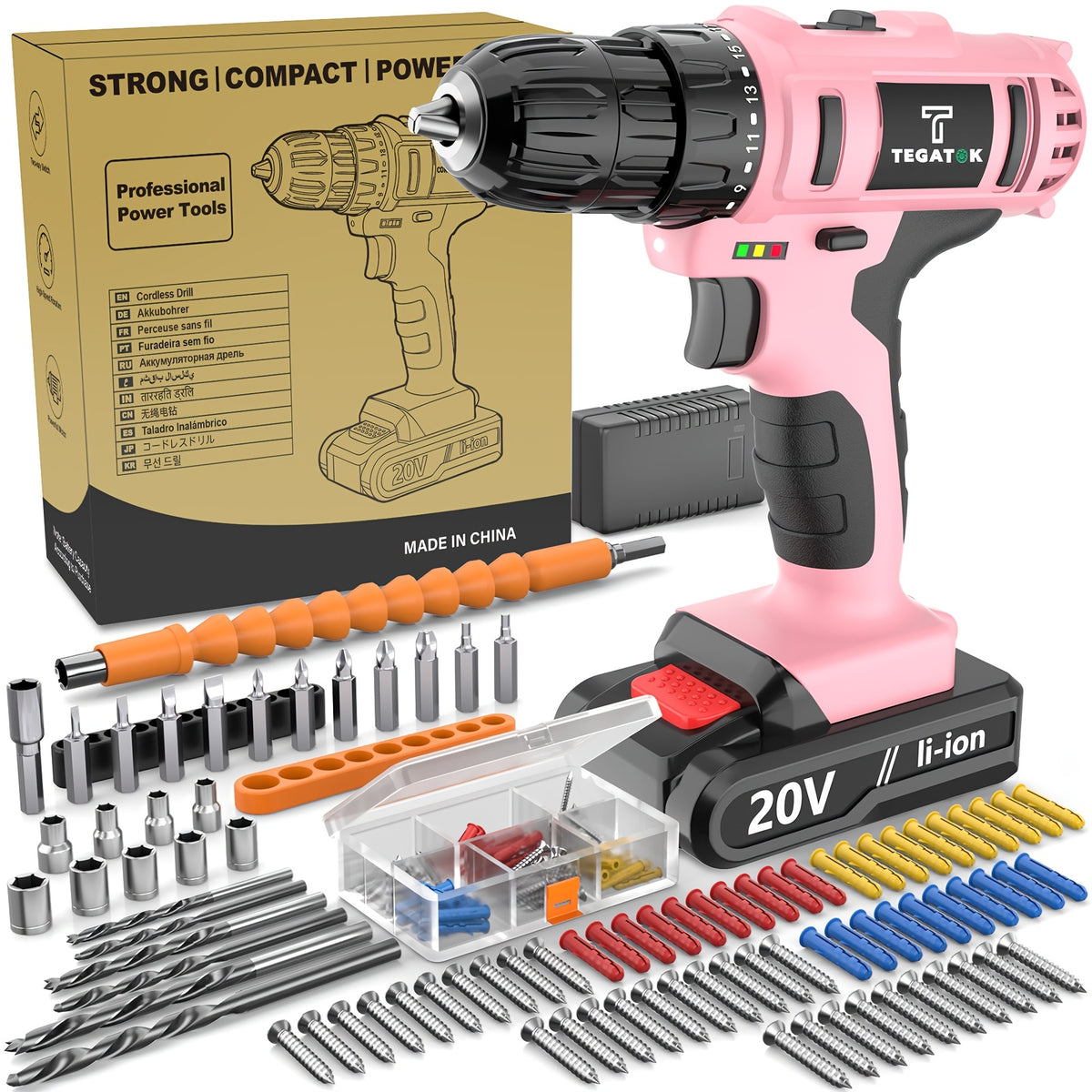 20V Cordless Drill Tool Set 30 88 136 148 Piece Electric Drill Toolbox Kit Rechargeable with Battery Hand Tools Pliers Bits for Home Repair Men Gift