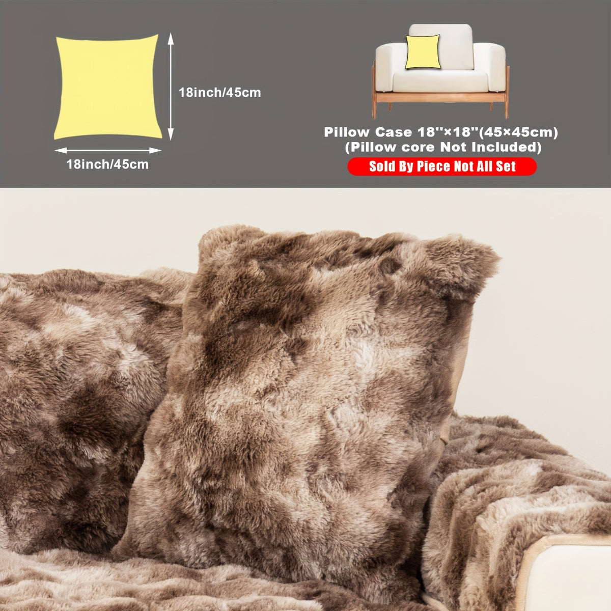 Faux Lamb Fluffy Sofa Cover Modern Gradient – Thick Plush Pet-Friendly Polyester Sofa Protector, Machine Washable 450-500g Fabric for Single, Double, Triple & Combination Sofas