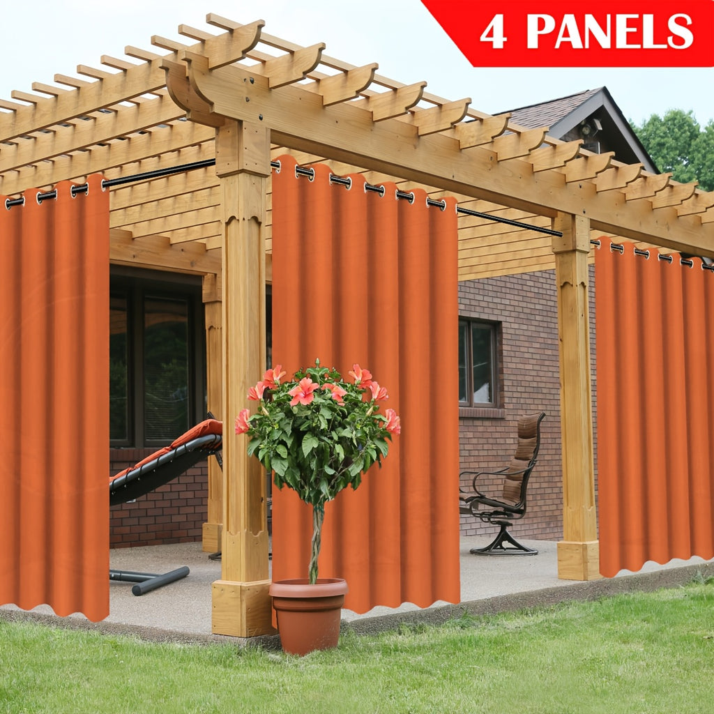 Outdoor Curtain Panels for Patio Gazebo Porch – Weather-Resistant, Light-Filtering Sun Block Privacy Drapes, 4 Panels, Multiple Sizes & Colors