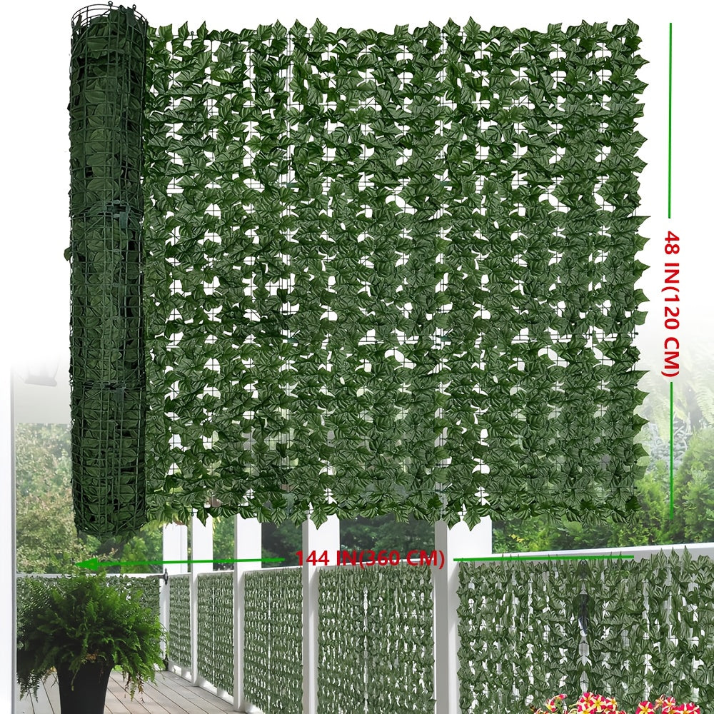 UV Resistant Artificial Ivy Privacy Fence Screen Faux Hedge Wall Panels Fake Ivy Vine Leaf Green Backdrop for Outdoor Garden Patio Balcony Backyard Indoor Decor Multiple Sizes