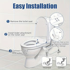 Bidet Attachment for Toilet Ultra-Slim Non-Electric Cold Water Sprayer Retractable Self-Cleaning Nozzle Adjustable Water Pressure Easy Install Fits Most Toilets