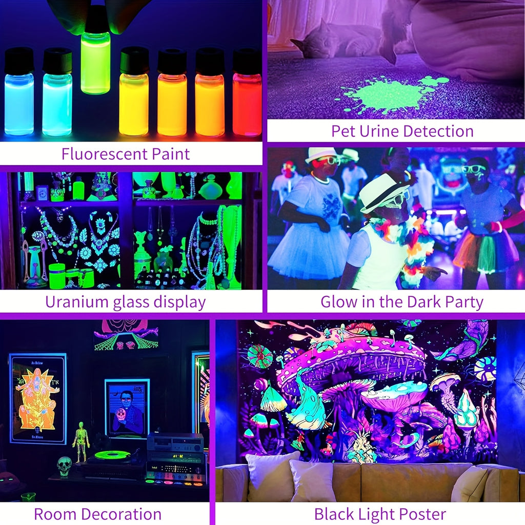 Black Light Bar 10W 1ft LED UV Blacklight Strip Lights – Magnetic Mount for Glow Party, Tapestry, Poster, Body Paint, Cabinet & Display – 2 to 14 Pack