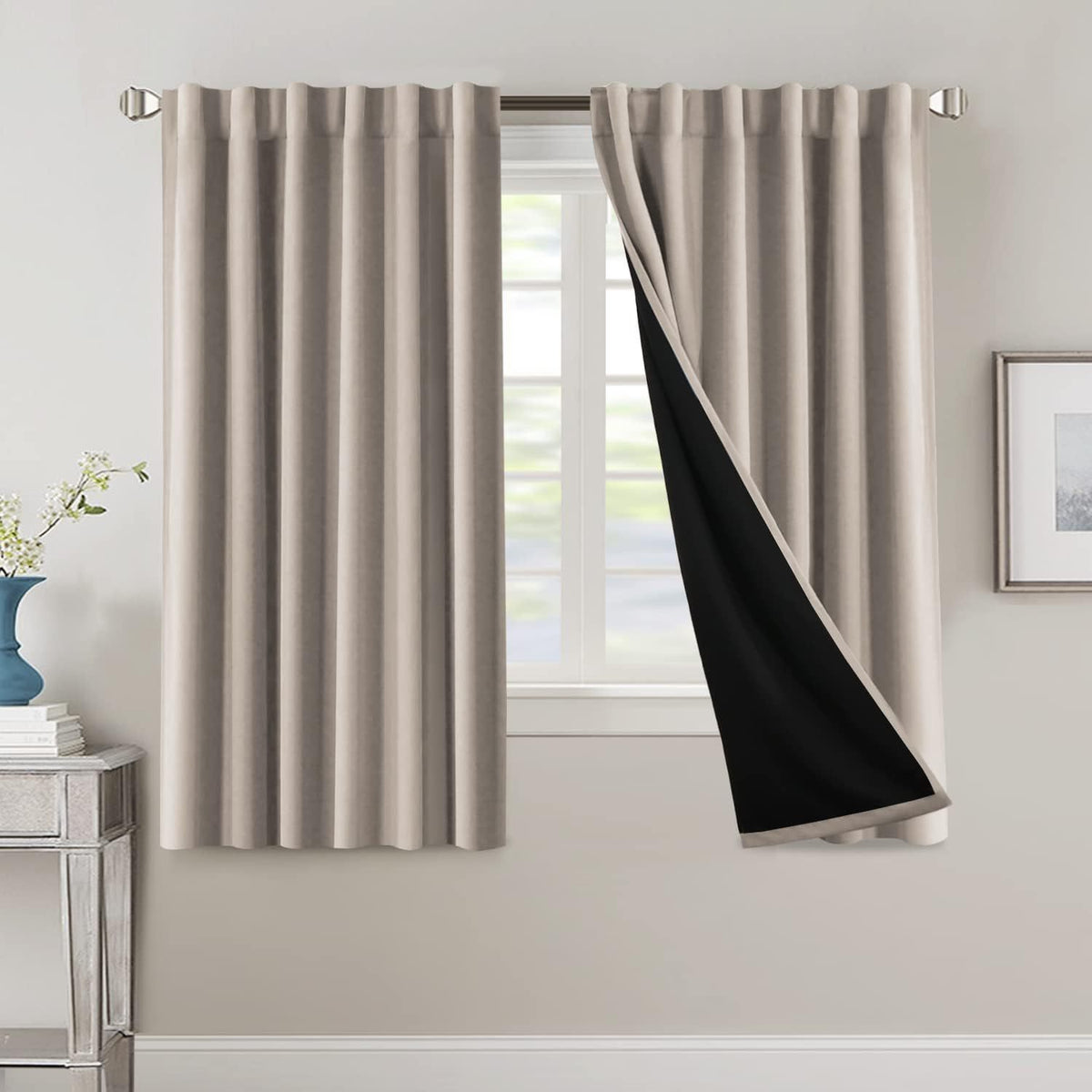 Blackout Curtains 2 Panels 100% Room Darkening 96 Inch Long – Triple Weave Thermal Insulated Back Tab & Rod Pocket Window Drapes for Bedroom & Living Room