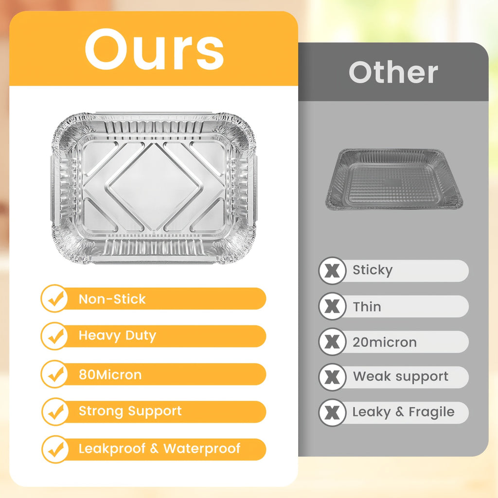 Disposable Aluminum Foil Pans 30-Pack with Lids 7.65x5.7 Inch - Foil Baking Pans for Cakes Cooking Heating Storing Food Prep, Holiday Baking Trays for Christmas Thanksgiving