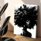 Framed Black & White Abstract Lady Canvas Wall Art Large Farmhouse Orange Halloween Decor – Decorative Painting for Living Room Bedroom, Unique Room Decor Gift, All Saints' Day