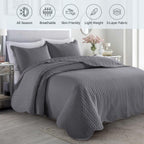 Microfiber Quilt Bedspread Set All Season Lightweight – Soft Breathable Quilted Coverlet Twin Full Queen King 16 Colors Machine Washable