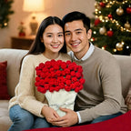 Rose Bouquet Blanket – 31.5inch 52-Flower Soft Throw with Gift Bag, 4 Colors, Romantic Gift for Valentine's Day Birthday Wedding