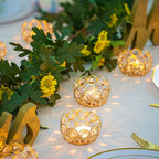 Crystal Bowl Tea Light Candle Holders Set of 20 – Wedding Centerpiece & Home Decor Dining Table Decor, Gold or Silver