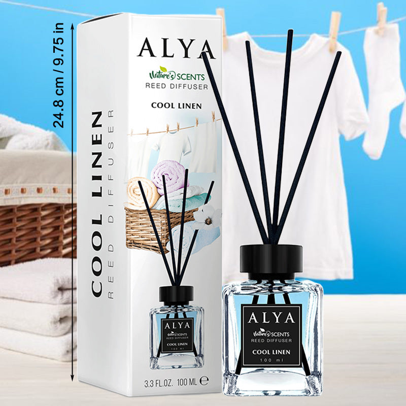 Reed Diffuser Set 3.3oz Essential Oil Air Freshener – Long-Lasting Scent with 4 Reed Sticks & Glass Bottle for Bathroom Bedroom Living Room, Holiday Home Decor Gift
