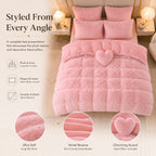 Luxury Fluffy Plush Bedding Set – Soft Duvet Cover, Pillowcases & Throw Pillow, Queen/King, All-Season