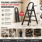 Heavy-Duty Folding Step Ladder 2 3 4 5 Step 500 Lbs Capacity Non-Slip Lightweight Portable Plastic Stepladder for Home and Industrial Use