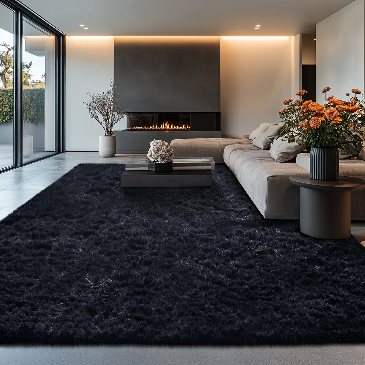 Velvet Shag Area Rug with Non-Slip Backing – Super Soft Plush Indoor Carpet for Living Room, Bedroom & Kitchen, Tie-Dye & Solid Colors, 5 Sizes