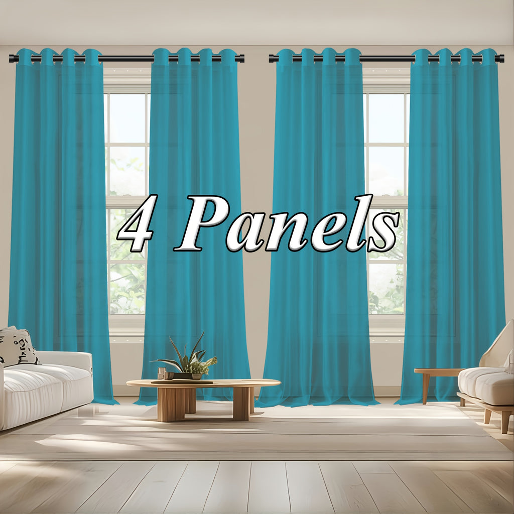 Sheer Curtains Semi Transparent Panels with Top Loop Pleated Header for Bedroom Living Room – Set of 2 or 4, 70-80G Lightweight Fabric, Multiple Sizes & Colors
