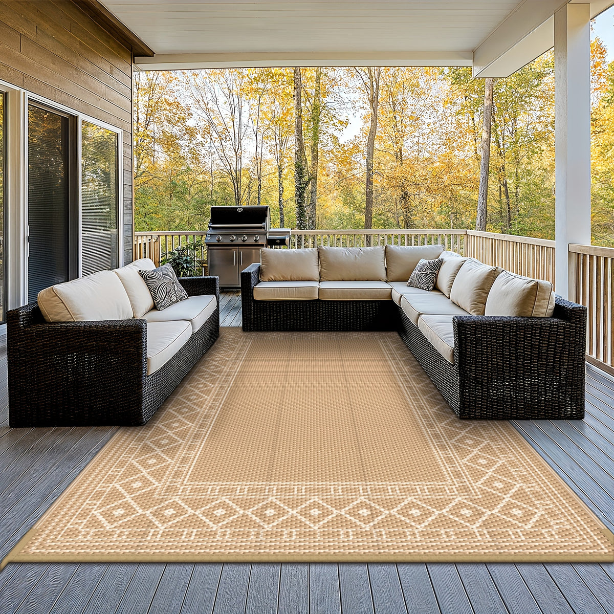 Outdoor Rug for Patio Foldable Reversible Plastic Straw Mat – Waterproof Area Rug for RV, Deck, Porch, Camper, Picnic & Balcony, 4 Sizes