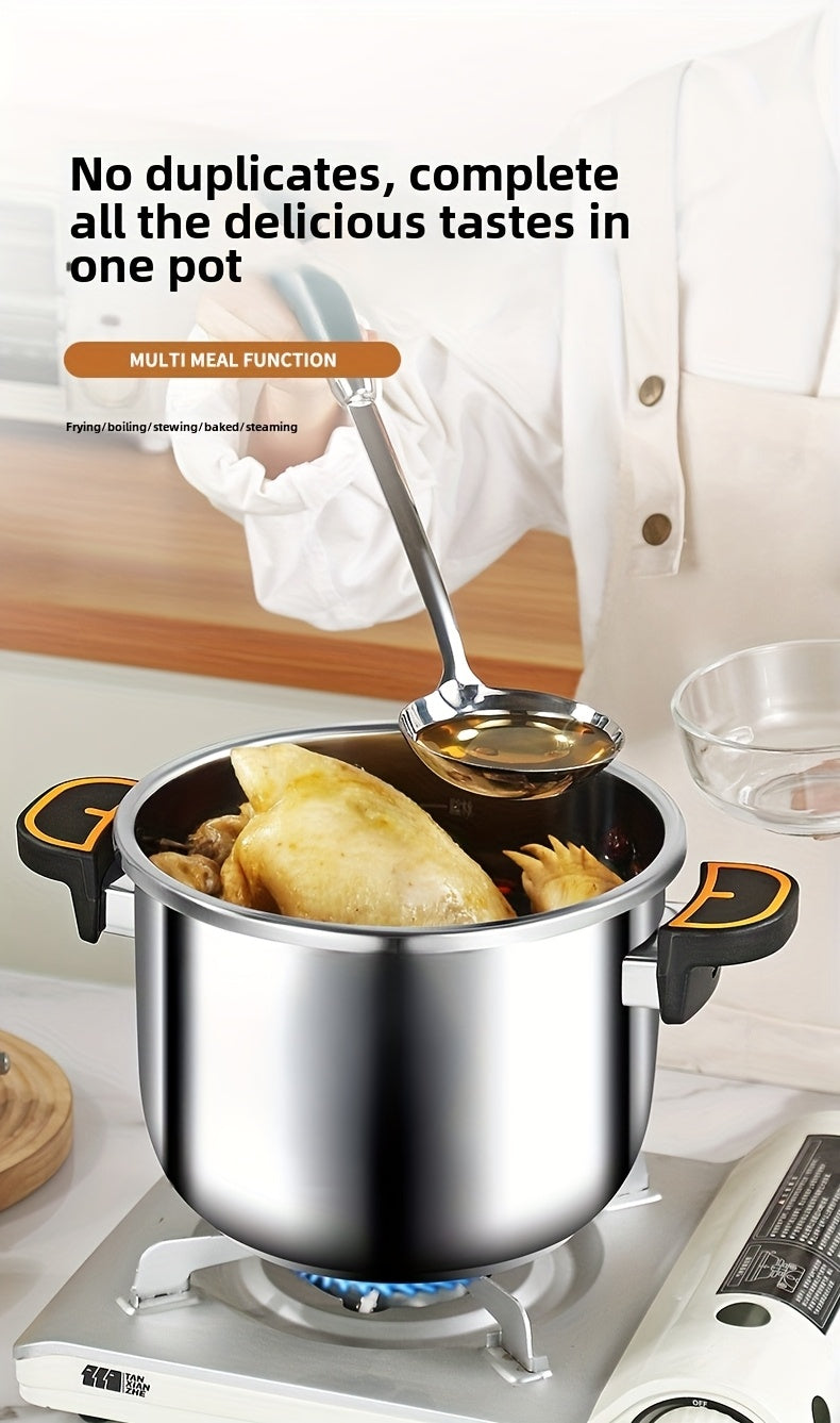 Stainless Steel Pressure Cooker Fast Cooking with One-Touch Locking Lid, Safety Valve & Pressure Gauge – Induction & Gas Compatible for Indoor Outdoor Use