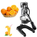 Manual Citrus Juicer Heavy Duty Cast Iron Hand Press Juice Squeezer for Orange Lemon Lime Pomegranate - Commercial Grade Fruit Juicer with Safety Lock & Stainless Steel Strainer