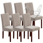 Stretch Jacquard Dining Chair Covers Set of 4 or 6 Removable Washable Polyester-Elastane Slipcovers – Chair Protector for Kitchen Home Hotel Restaurant, Valentine's Day Home Decoration