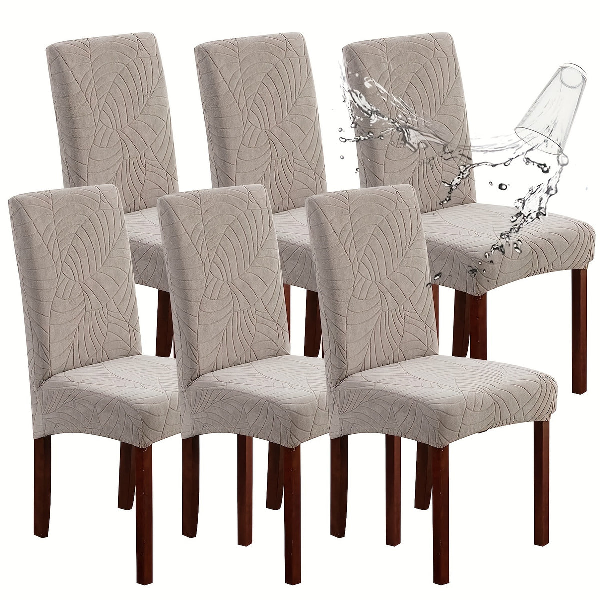 Stretch Jacquard Dining Chair Covers Set of 4 or 6 Removable Washable Polyester-Elastane Slipcovers – Chair Protector for Kitchen Home Hotel Restaurant, Valentine's Day Home Decoration