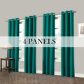 Room Darkening Blackout Curtains 4-Pack – Grommet Top Plain Weave Sun Blocking Drapes for Living Room & Bedroom, 9 Colors, 7 Size Options, Woven Polyester