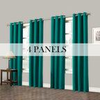 Room Darkening Blackout Curtains 4-Pack – Grommet Top Plain Weave Sun Blocking Drapes for Living Room & Bedroom, 9 Colors, 7 Size Options, Woven Polyester