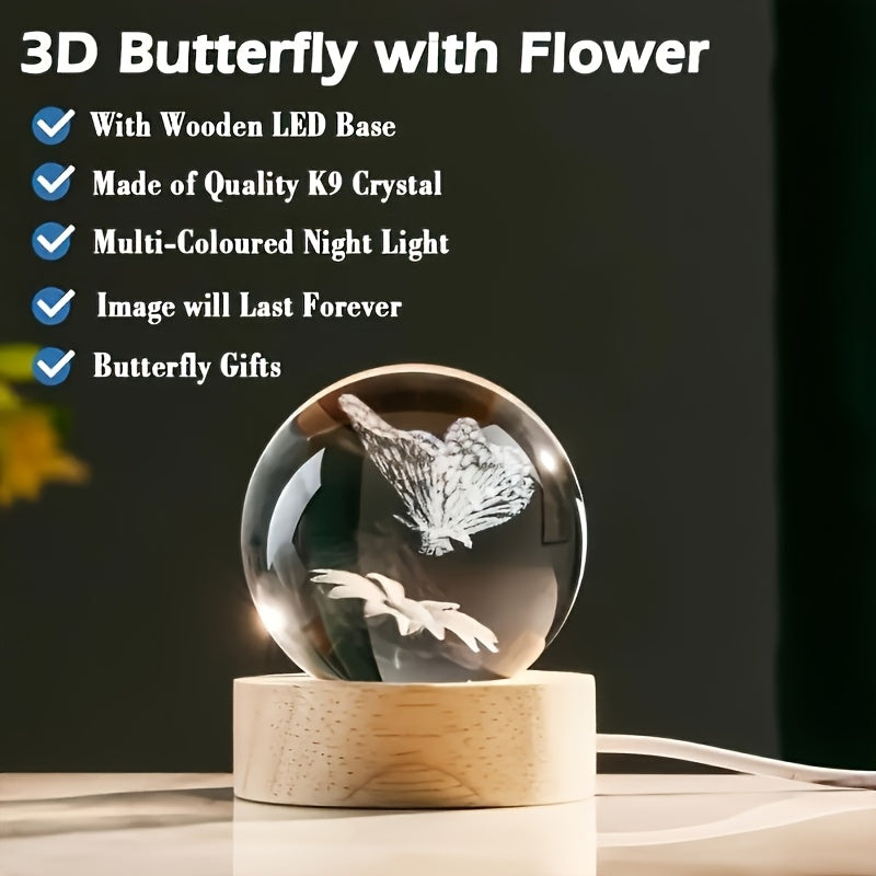 3D Butterfly Sunflower LED Night Light Colorful Glowing Statue - Decorative Ornament for Home & Office, Best Gift for Teens & Friends | Nuvia Haven