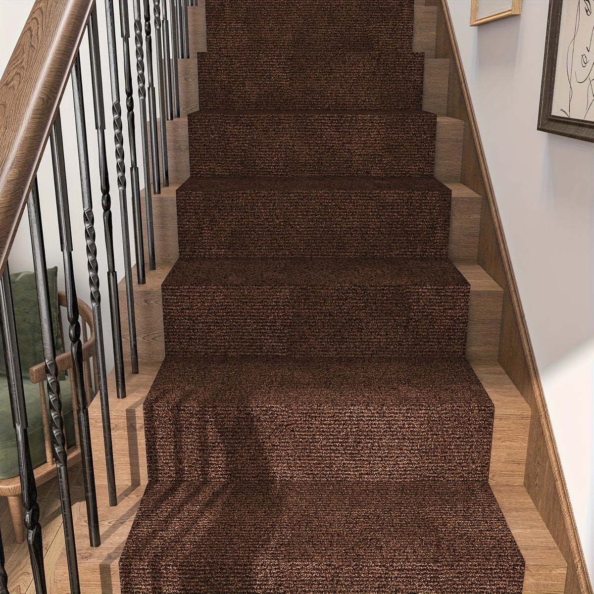 Non-Slip Striped Runner Mat – Self-Adhesive Trimmable Polyester Carpet for Hallway, Kitchen, Stairs, Garage & Patio | 5 Colors, 4 Sizes