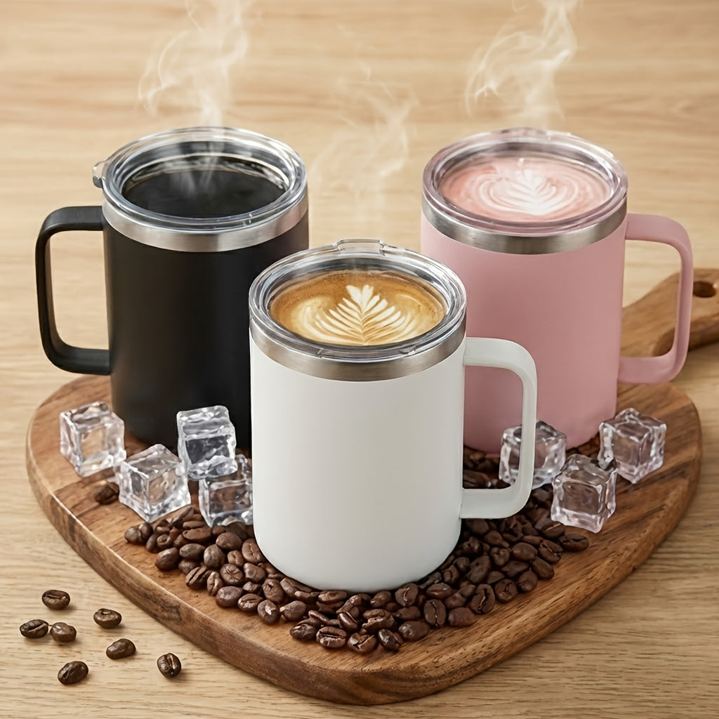 Stainless Steel Travel Tumbler 15oz – Vacuum Insulated, Drop-Proof Coffee Mug with Lid for Car & Home, 6 Colors, Gift for Coffee Lovers