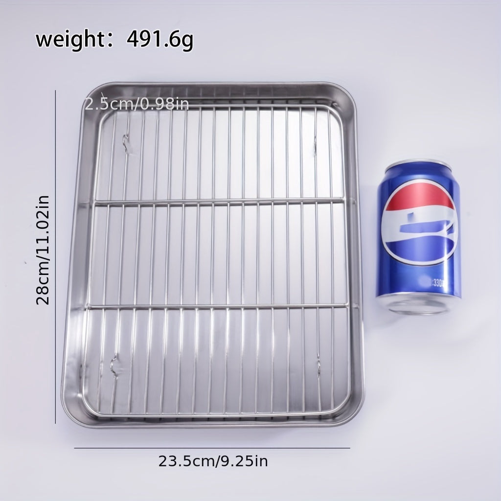 Stainless Steel Baking Sheet with Rack Set – Oven & Dishwasher Safe Cookie Pan with Cooling Rack for Healthy Baking, Roasting & Christmas Cookies