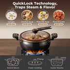 Non-Stick Stockpot 8.45QT with Twist Lock Handle – Large 2.11 Gallon Soup & Stew Pot Compatible with Induction Cooker, Gas & Electric Stovetop