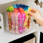 Lazy Susan Organizer Rotating Drink Mix Packet Holder Clear Turntable with Dividers for Powder Packets Water Flavor Packets Pantry Counter