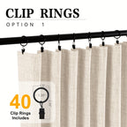 100% Blackout Faux Linen Curtains 4 Panels - Thermal Insulated Drapes with Clip Rings or Rod Pocket, Extra Wide 50" Panels for Bedroom Living Room, 10 Colors 4 Lengths