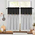 Striped Patchwork Semi-Sheer Rod Pocket Curtains – Bohemian Tiered Window Panels for Bedroom, Living Room, Kitchen, Bathroom & Cafe | 1 or 2 Pcs