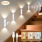 Motion Sensor LED Night Light Auto On Off Dimmable RGB 3 Color Temperatures USB Battery Powered for Bedroom Hallway Stairs 2 & 4 Pack