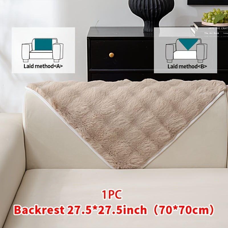 Plush Sofa Cover Rabbit Fur Like Cushion – Anti-Slip Wear-Resistant Pet Friendly Sofa Protector, 450-500GSM Polyester, Machine Washable, Home Decor