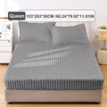 Fuzzy Fleece Fitted Sheet Plush Warm Winter Bedding Stripe Rabbit Fur Soft Thickened Bed Cover Machine Washable Twin Queen King Dark Gray Beige Space Gray