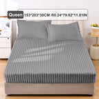 Fuzzy Fleece Fitted Sheet Plush Warm Winter Bedding Stripe Rabbit Fur Soft Thickened Bed Cover Machine Washable Twin Queen King Dark Gray Beige Space Gray