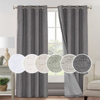 100% Blackout Linen Textured Curtains – Thermal Insulated Noise Reducing Grommet Window Drapes | 2-Panel Set for Bedroom, Living Room & Hall | 6 Neutral Colors