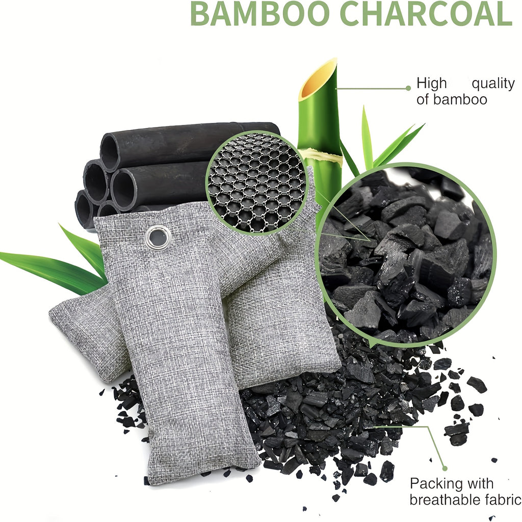 Bamboo Charcoal Air Purifying Bags Odor Absorber – Activated Charcoal Moisture Absorber & Natural Deodorizer for Car, Closet, Shoes, Bathroom & Home, 6 to 16 Pack