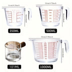 Glass Measuring Cup Set - Borosilicate Tempered Glass, 4-Piece or 9-Piece with 100ml Espresso Cups, Essential Kitchen Measuring Tools