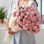 Rose Bouquet Blanket – 31.5inch 52-Flower Soft Throw with Gift Bag, 4 Colors, Romantic Gift for Valentine's Day Birthday Wedding