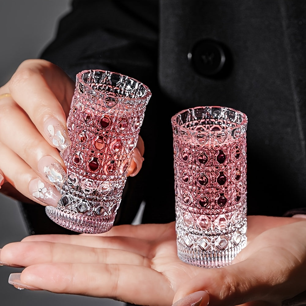 Diamond Engraved Shot Glasses Set of 4 or 6 – Elegant Crystal-Look Mini Spirit Glasses for Vodka, Whiskey & Cocktails – Reusable Party Barware