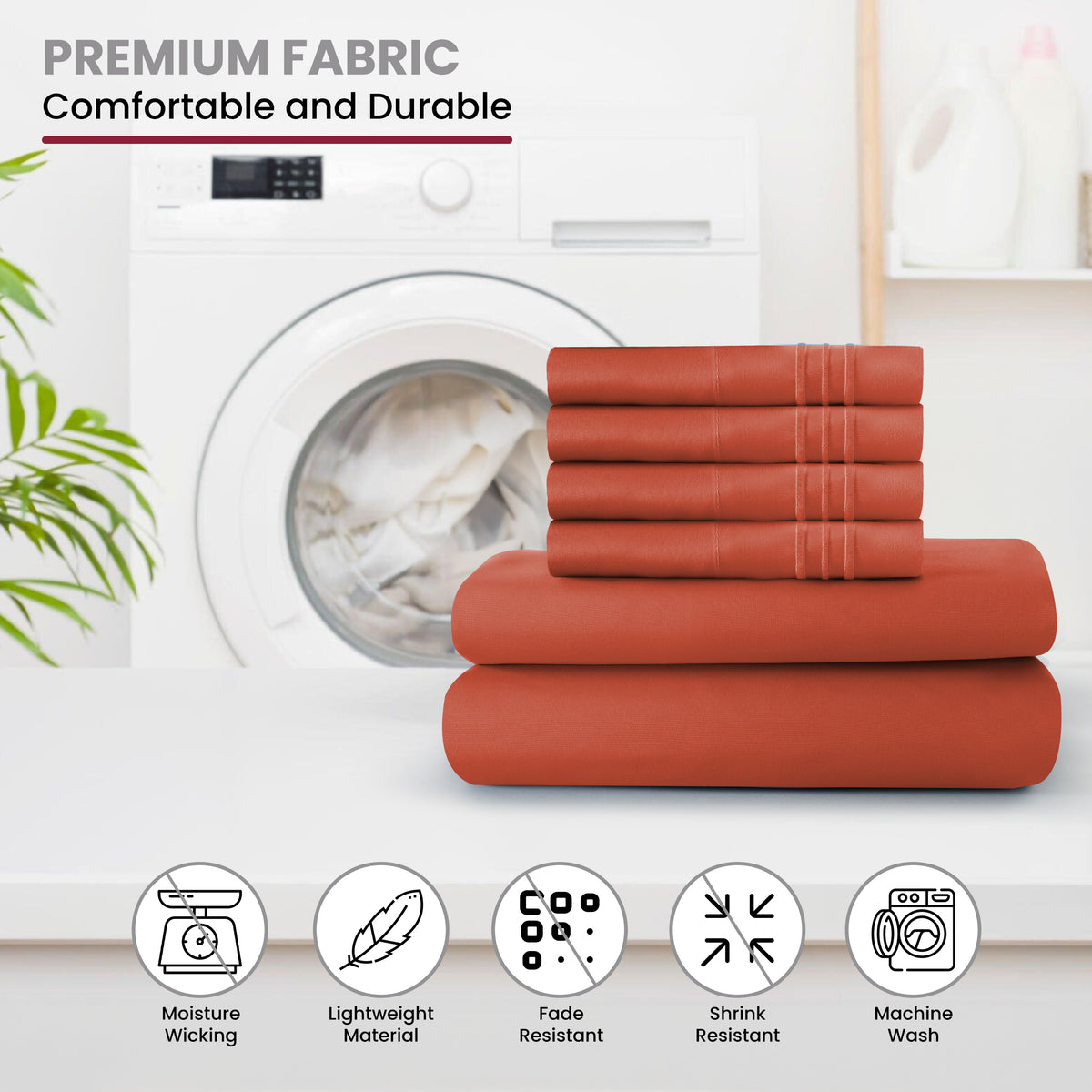 Brushed Microfiber Bed Sheet Set 6 Piece with Embroidered Pillowcases - Hotel Luxury Deep Pocket 16 Inch, Soft Breathable All Season, 24 Colors, Twin Twin XL Full Queen King Cal King