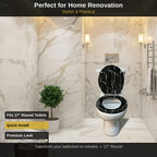 Soft Close Toilet Seat Round Black Marble | Designer Art Toilet Seat with Quick-Release Hinges, Easy Clean, Stylish Bathroom Upgrade