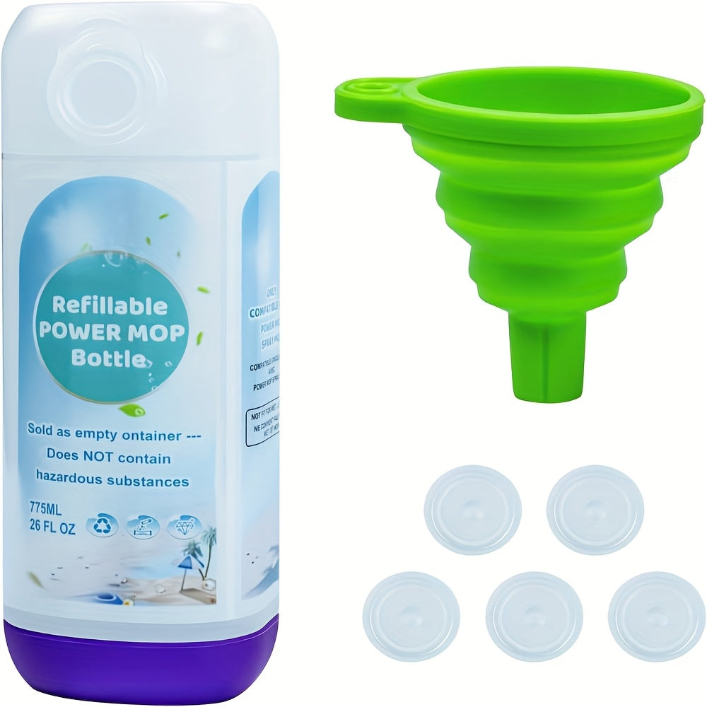 Refillable Bottle for Swiffer PowerMop 26 oz – Reusable Leak-Proof HDPE Mop Bottle with 5 Gaskets & Folding Funnel, Compatible with Power Mop, Eco-Friendly Floor Cleaning Solution
