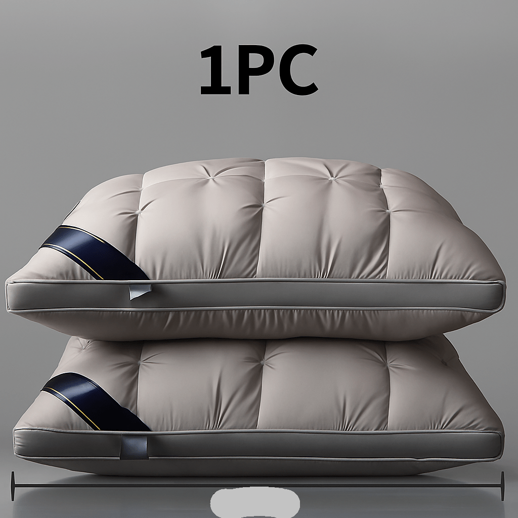 Hotel Quality Bed Pillows - Luxury Soft Polyester Fiber Satin Cover, Deep Sleep Neck Support No-Collapse, Zipper Closure Machine Washable, All-Season, 1/2/3/4-Pack White & Gray