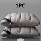 Hotel Quality Bed Pillows - Luxury Soft Polyester Fiber Satin Cover, Deep Sleep Neck Support No-Collapse, Zipper Closure Machine Washable, All-Season, 1/2/3/4-Pack White & Gray