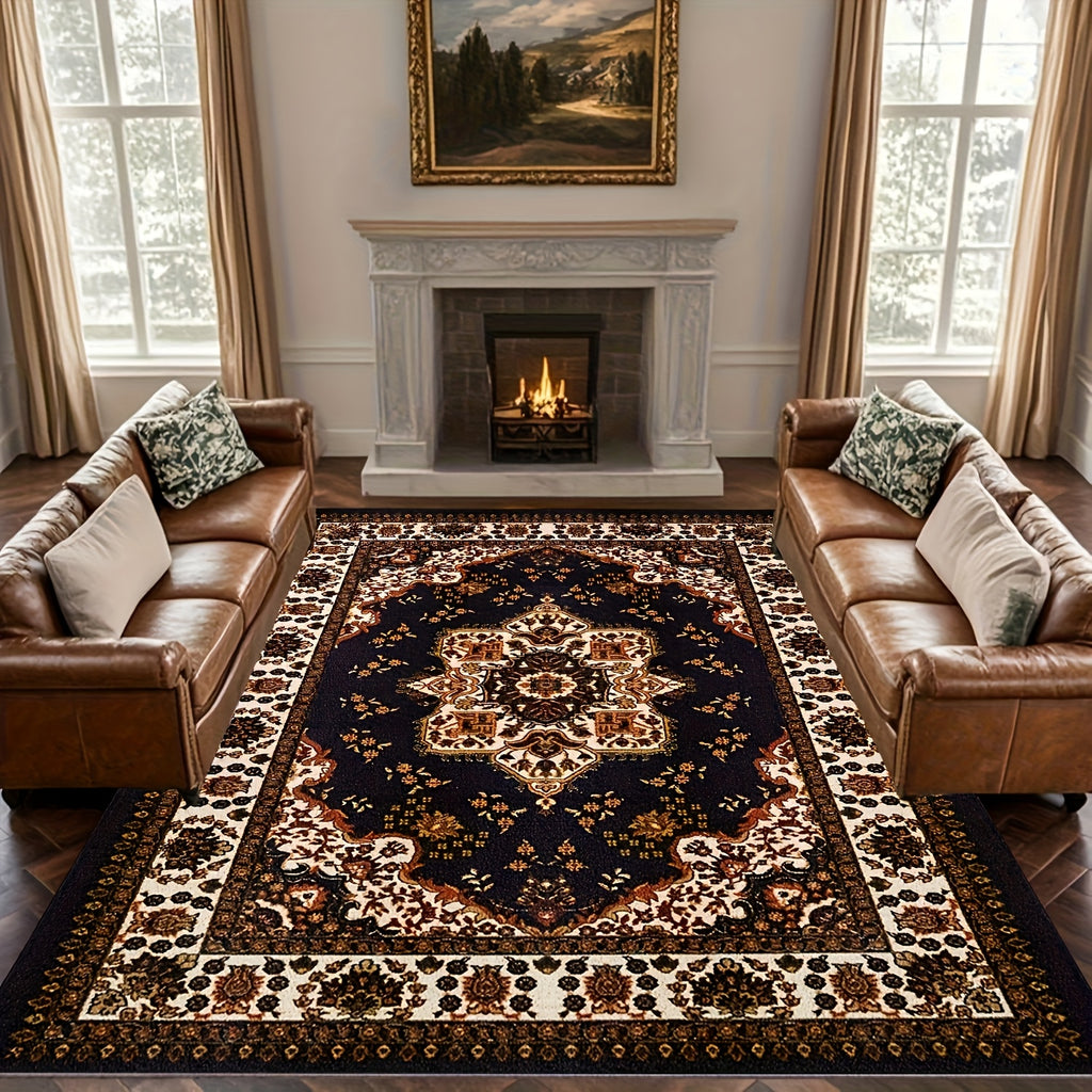 Persian Bohemian Luxury Area Rug Soft Fluffy Anti-Slip Machine Washable – Vintage Plush Living Room Bedroom Rug for Modern & Traditional Decor – 4 Sizes