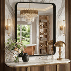 Metal Framed Rounded Rectangle Wall Mirror for Bathroom – Over Sink, Horizontal or Vertical Hanging, Modern Farmhouse Decor, Matte Black, Gold & Silver, Multiple Sizes 16x20 to 36x48 In
