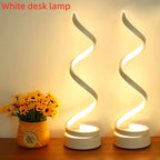 Modern Spiral Touch Table Lamp with USB-C Charging Port 3-Way Dimmable - Minimalist Bedside Lamp for Bedroom Living Room Desk - LED Bulb Included, Black & White, Single & 2-Pack