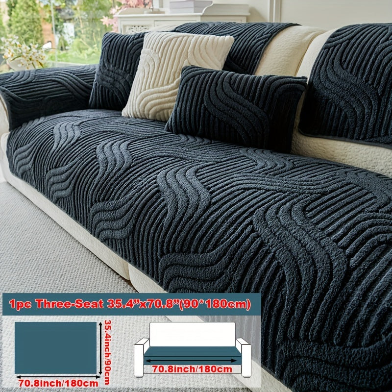 Plush Non-Slip Sofa Cover – Modern Luxurious Pet-Friendly Stretch Couch Protector for Living Room, Bedroom & Office, Soft Polyester Fabric, Breathable & Stylish, Machine Washable, No Print, 4 Sizes
